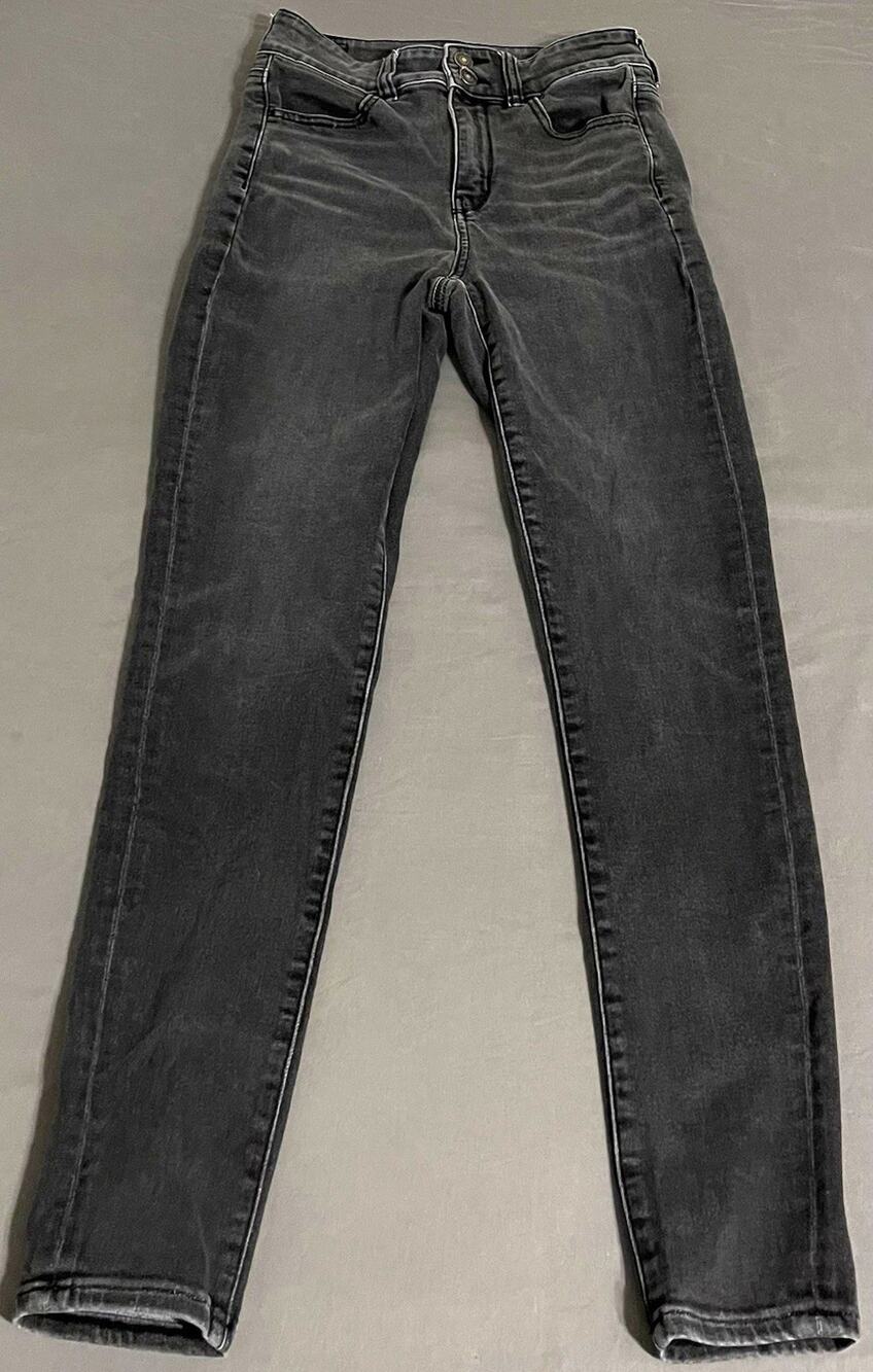 American Eagle Super High Rise Jeggings Womens Size 4 Black Gray Stretch Jeans
